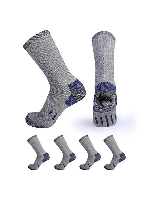 EnerWear 4P Pack Women's Merino Wool Outdoor Hiking Trail Crew Sock