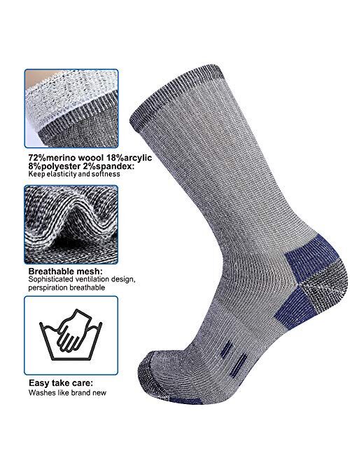 EnerWear 4P Pack Women's Merino Wool Outdoor Hiking Trail Crew Sock