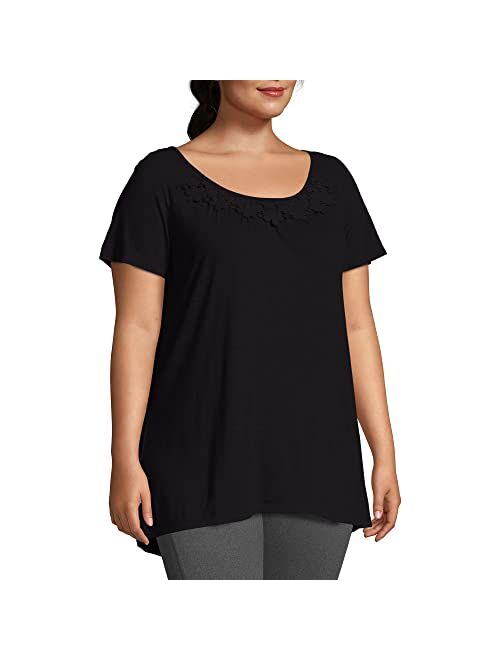 JUST MY SIZE Women's Plus Size Crochet Trim Tunic