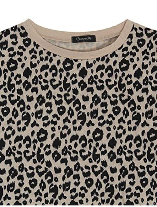 BMJL Women's Casual Leopard Print Tops Long Sleeve T Shirt Cute Blouse Graphic Tees