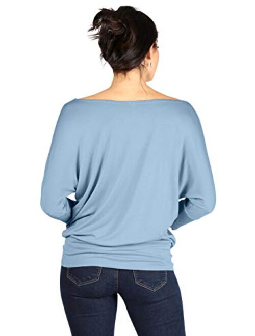 Dolman Tops for Women Sexy Off The Shoulder Tops Banded Waistband Shirts 3/4 Sleeves Regular and Plus Size Tops