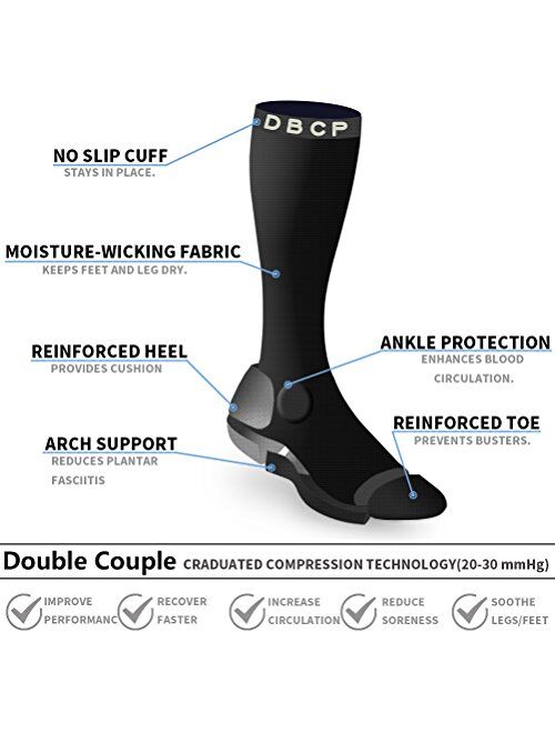 4 Pairs Compression Socks for Men and Women 20-30 mmHg Compression Stockings
