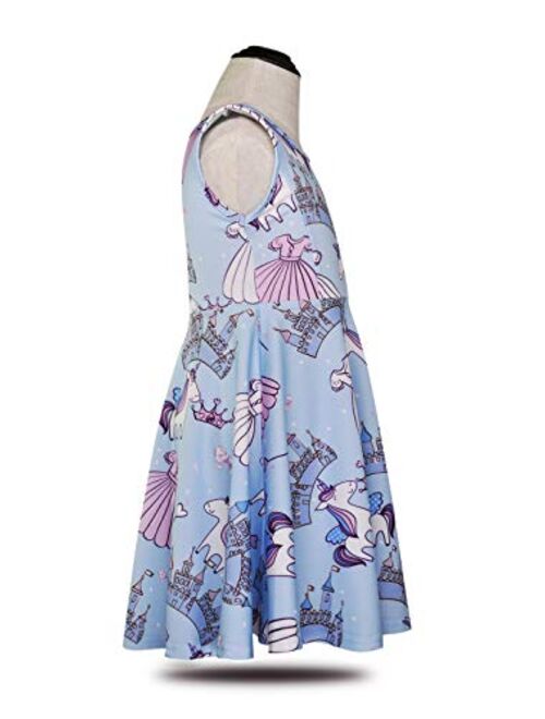 ModaIOO Matching Dolls & Girls Dress,Unicorn Mermaid Butterfly Sleeveless Dresses for Kids,18" Doll Clothes