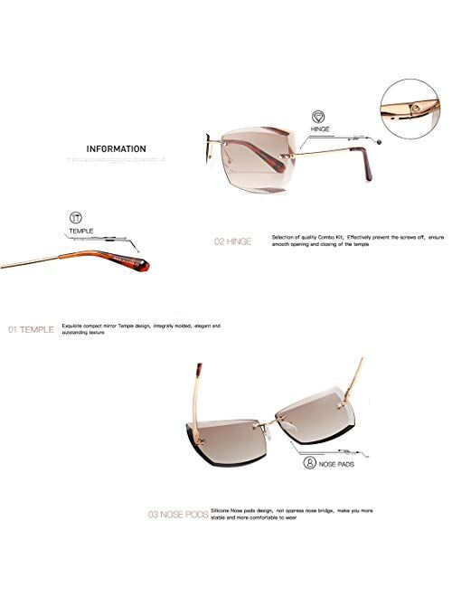 AEVOGUE Sunglasses For Women Oversized Rimless Diamond Cutting Lens Sun Glasses AE0534