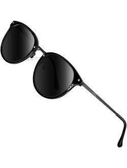 ATTCL Fashion Round Sunglasses for Women Polarized UV Protection Metal frame