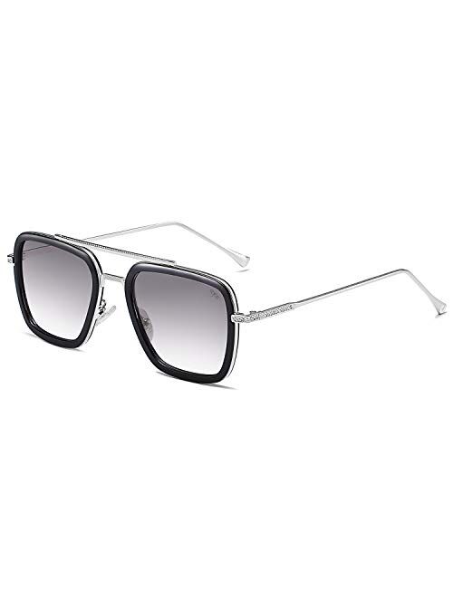 SOJOS Polarized Sunglasses for Men Women Retro Aviator Square Goggle Classic Alloy Frame HERO SJ1126