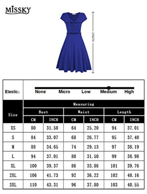 MISSKY Women's Cross V-Neck Slim Knee Length Swing Elegant Casual Dress