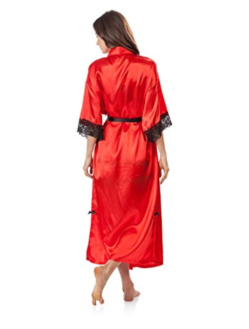 Ashford & Brooks Women's 3Pieces Satin Long Robe and Pajama Set