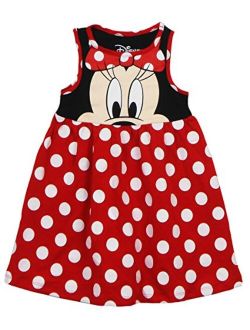 Toddler Girls Minnie Face Dress, Red Polka Dot
