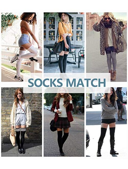 Womens Thigh High Socks Over the Knee High Striped Stocking Boot Leg Warmer Long Socks for Daily Wear Cosplay