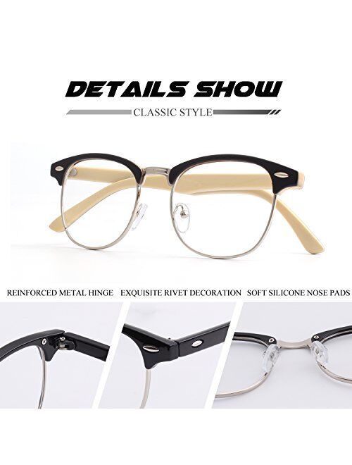 Happy Store CN56 Vintage Inspired Classic Horn Rimmed Nerd UV400 Clear Lens Glasses