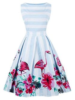 FAIRY COUPLE 50s Vintage Retro Floral Cocktail Swing Party Dress with Bow