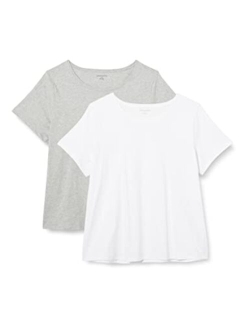 Women's Classic-Fit 100% Cotton Short-Sleeve Crewneck T-Shirt (Available in Plus Size), Pack of 2