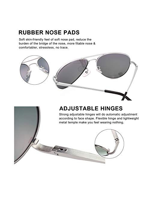 SODQW Aviator Sunglasses for Women Polarized Mirrored, Large Metal Frame, UV 400 Protection