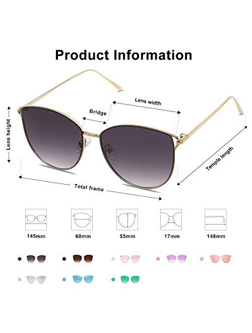 SOJOS Mirrored Flat Lens Fashion Sunglasses for Women SJ1085