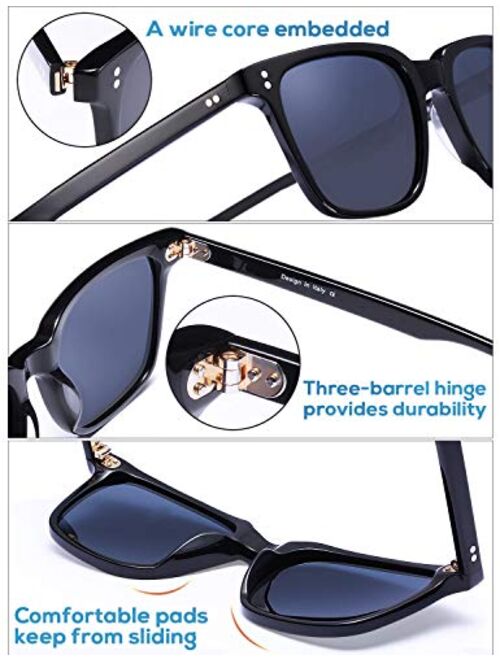 Carfia Chic Retro Polarized Womens Sunglasses UV400 Protection Hand-Polished Acetate Frame CA5354C