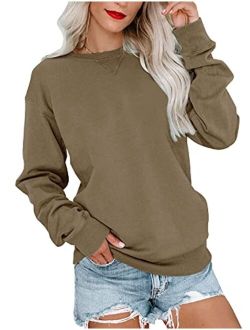 Orchidays Womens Casual Crewneck Sweatshirts Long Sleeve Cute Tunic Tops Loose Fitting Pullovers