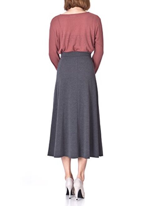 Dani's Choice Plain Beauty Casual Office High Waist A-line Full Flared Swing Skater Maxi Long Skirt