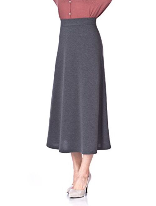 Dani's Choice Plain Beauty Casual Office High Waist A-line Full Flared Swing Skater Maxi Long Skirt