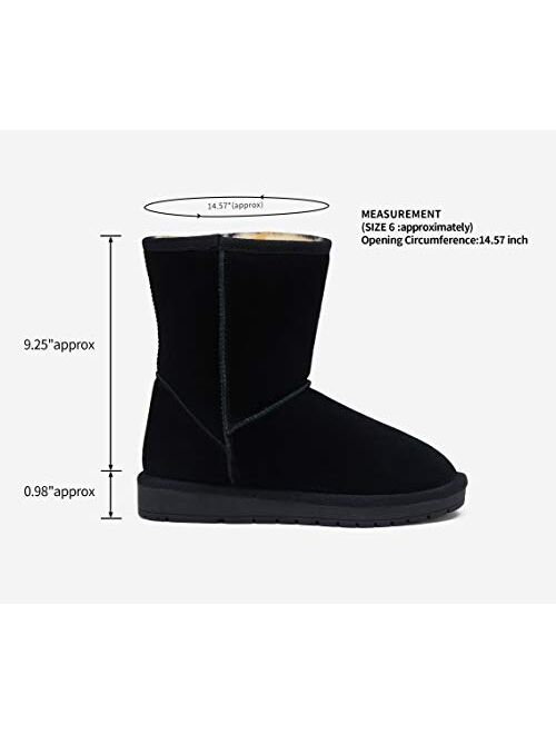 VEPOSE Women's Snow Boots Warm Suede Mid Calf Booties Classic Winter Knee High Shoes