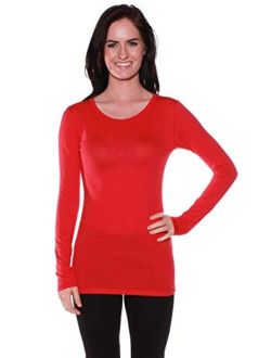Basic Athletic Fitted Plain Long Sleeves Round Crew Neck T Shirt Top