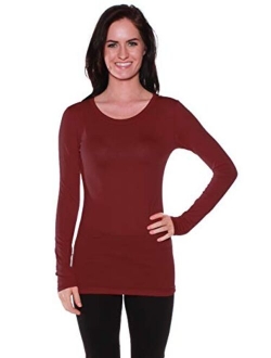 Basic Athletic Fitted Plain Long Sleeves Round Crew Neck T Shirt Top