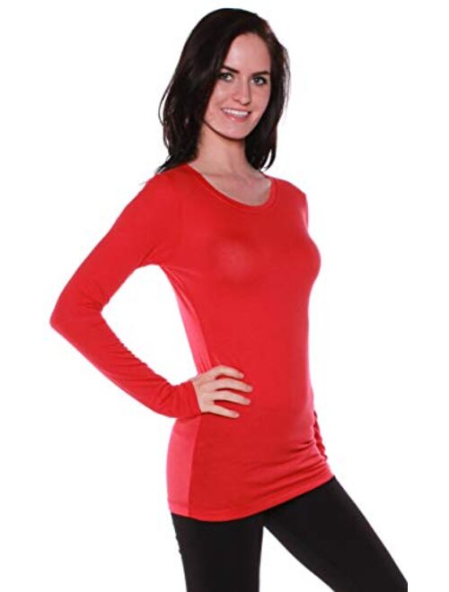 Active Basic Athletic Fitted Plain Long Sleeves Round Crew Neck T Shirt Top