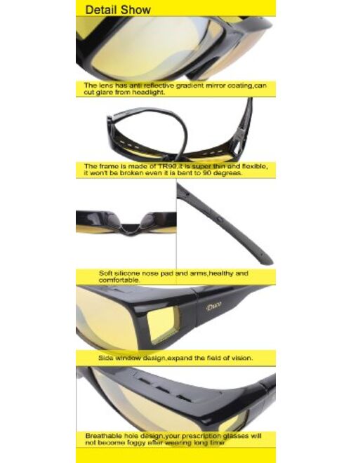 Duco Night Vision Glasses Polarized Wrap Around Eyewear Glasses