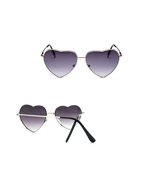 Meyison Heart Sunglasses Thin Metal Frame Hippie Lovely Aviator Style Eyewear