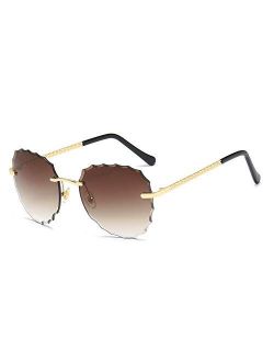 BVAGSS Women Rimless Oversized Studded Sunglasses Gradient Lens Rivet Fashion WS027