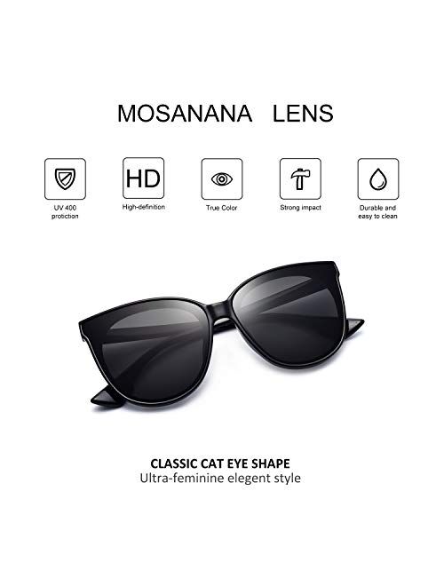 Mosanana Fashion Cat Eye Sunglasses for Women Oversized Style MS51802