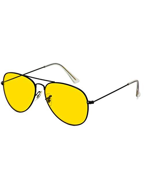 Classic Aviator Style Metal Frame Sunglasses Colored Lens
