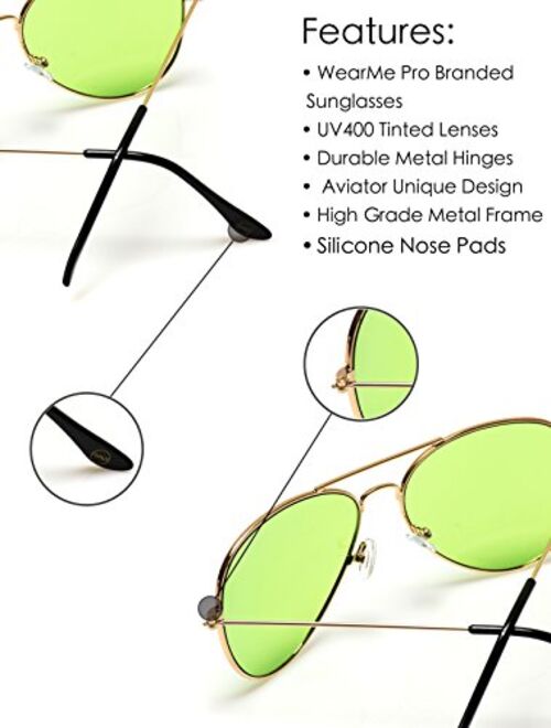 Classic Aviator Style Metal Frame Sunglasses Colored Lens