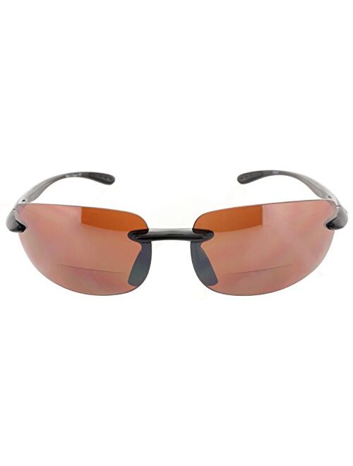 Fiore Island Sol Bifocal Sunglasses Rimless TR90 Sun Reading Glasses Bi Focal Readers For Men And Women 100% UV Protection