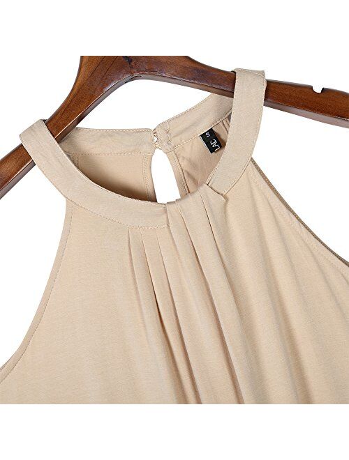 Yesfashion Women Sleeveless Halter Twisted Pleated Tank Top Blouse
