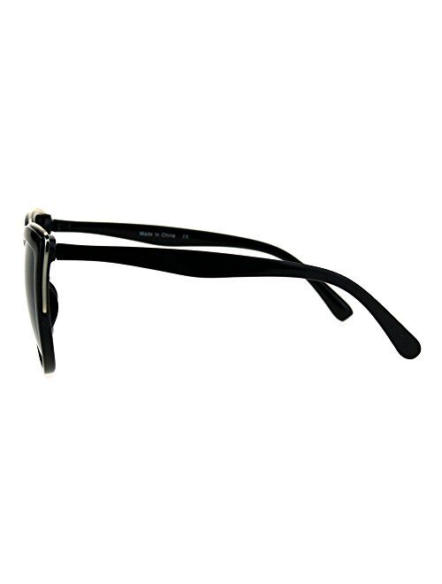 SA106 Runway Fashion Metal Bridge Trim Oversized Cat Eye Sunglasses