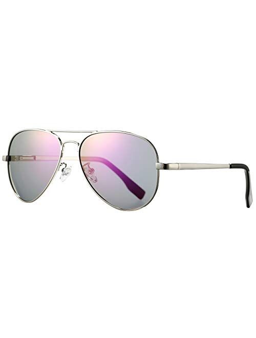 Polarized Aviator Sunglasses for Men Women Metal Frame 100% UV400 Protection Lens, 58mm