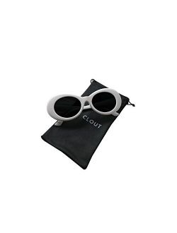 Clout Goggles HypeBeast Oval Sunglasses Mod Style Kurt Cobain (White)