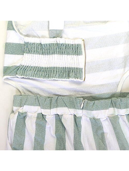 FANCYINN Womens Striped Jumpsuits Sleeveless Wide Leg Pants Backless Romper Loose Playsuit with Pockets