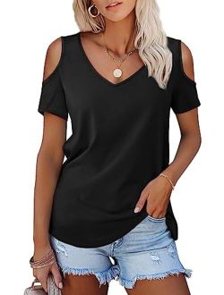 Amoretu Womens' Tops T Shirt with Short 3/4 Sleeve V Neck