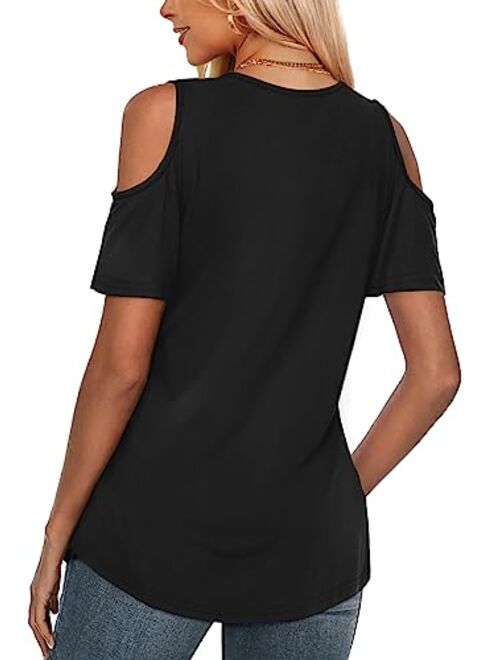 Amoretu Womens' Tops T Shirt with Short 3/4 Sleeve V Neck