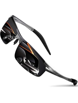 Sunglasses for Men HD Polarized Retro Vintage Shades, Mirrored Sun Glasses Driving Sport Fishing Running