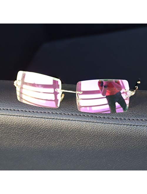 MINCL/Fashion Small Rectangle Sunglasses Women Ultralight Candy Color Rimless Ocean Sun Glasses