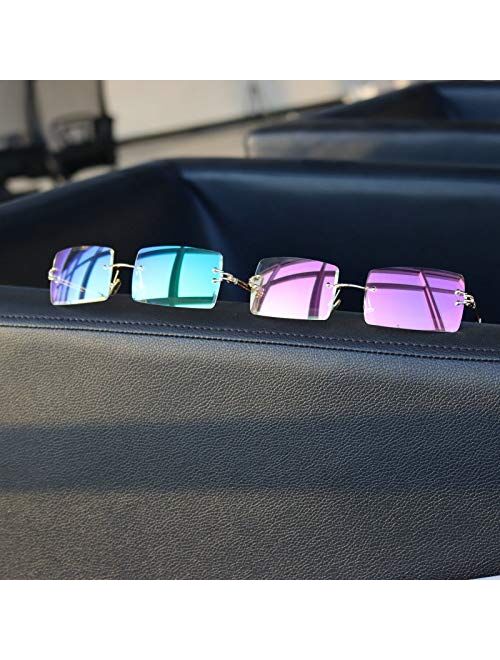 MINCL/Fashion Small Rectangle Sunglasses Women Ultralight Candy Color Rimless Ocean Sun Glasses