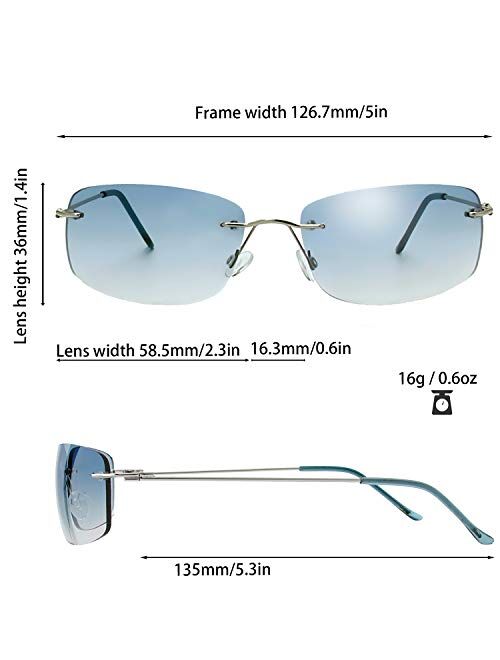The Fresh Minimalist Small Rectangular Sunglasses Clear Eyewear Spring Hinge - Gift Box Package