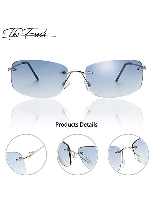 The Fresh Minimalist Small Rectangular Sunglasses Clear Eyewear Spring Hinge - Gift Box Package