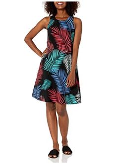 Amazon Brand - 28 Palms Women's Tropical Hawaiian Print Lightweight Sleeveless Shift Dress