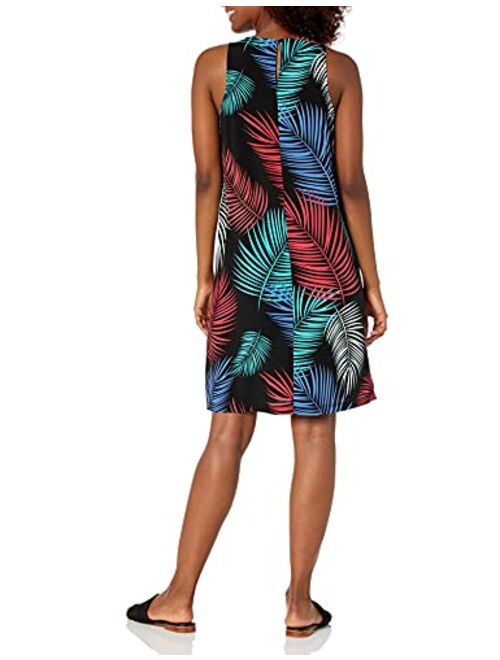 Amazon Brand - 28 Palms Women's Tropical Hawaiian Print Lightweight Sleeveless Shift Dress