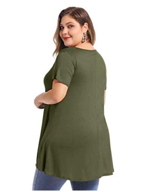 BELAROI Women's Short Sleeve Tunic Tops Plus Size Summer T Shirt for Leggings