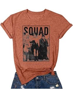 Womens Halloween Squad T-Shirt Funny Sanderson Sisters Graphic Tee Top Shirts